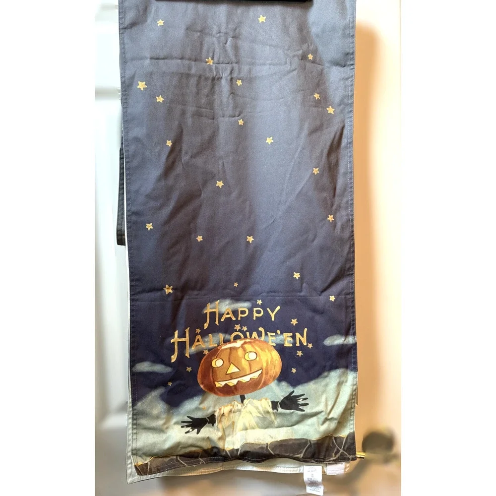 Williams Sonoma Halloween Table Runner Happy Hallowe'en Pumpkin Scarecrow 106 in